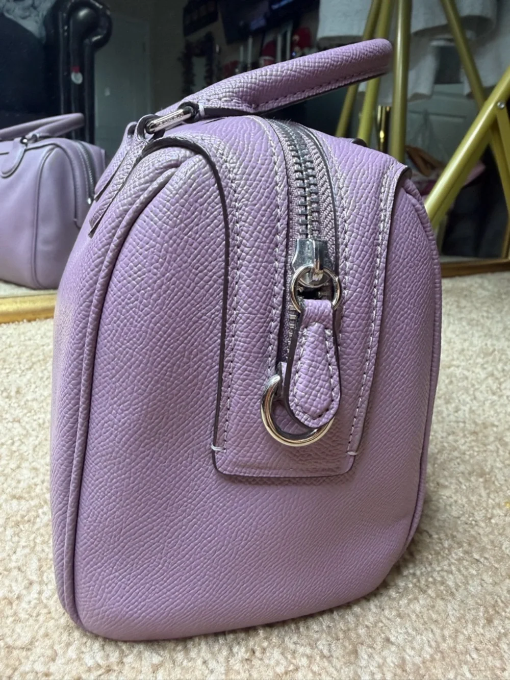Coach Mini Bennett Satchel Lavender Crossbody Bag Lilac Leather Top Handle Purse - Picture 10 of 14